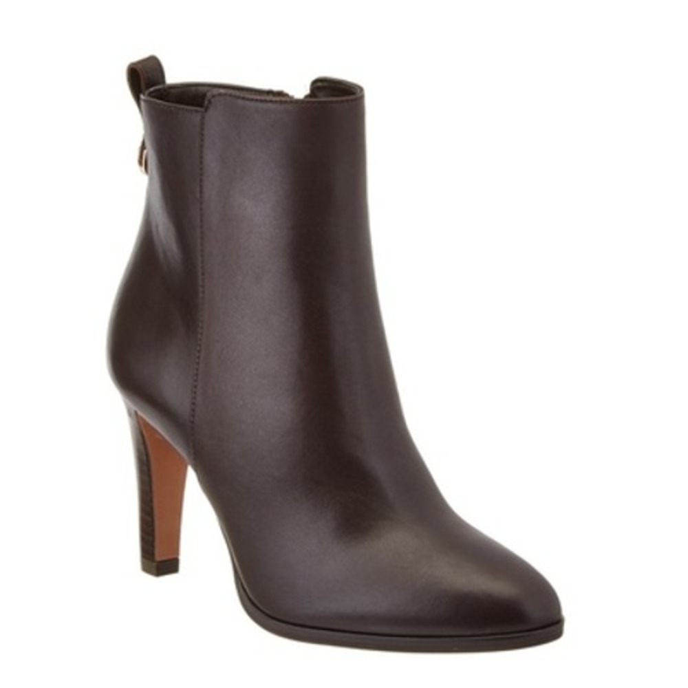 Coach Jemma Leather Booties Brown High Heels Sz 8
